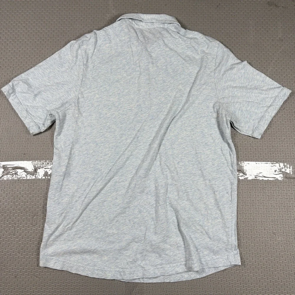 Criquet Polo Shirt Mens Sz L Heather Blue Cotton Golf Casual Pocket Performance
